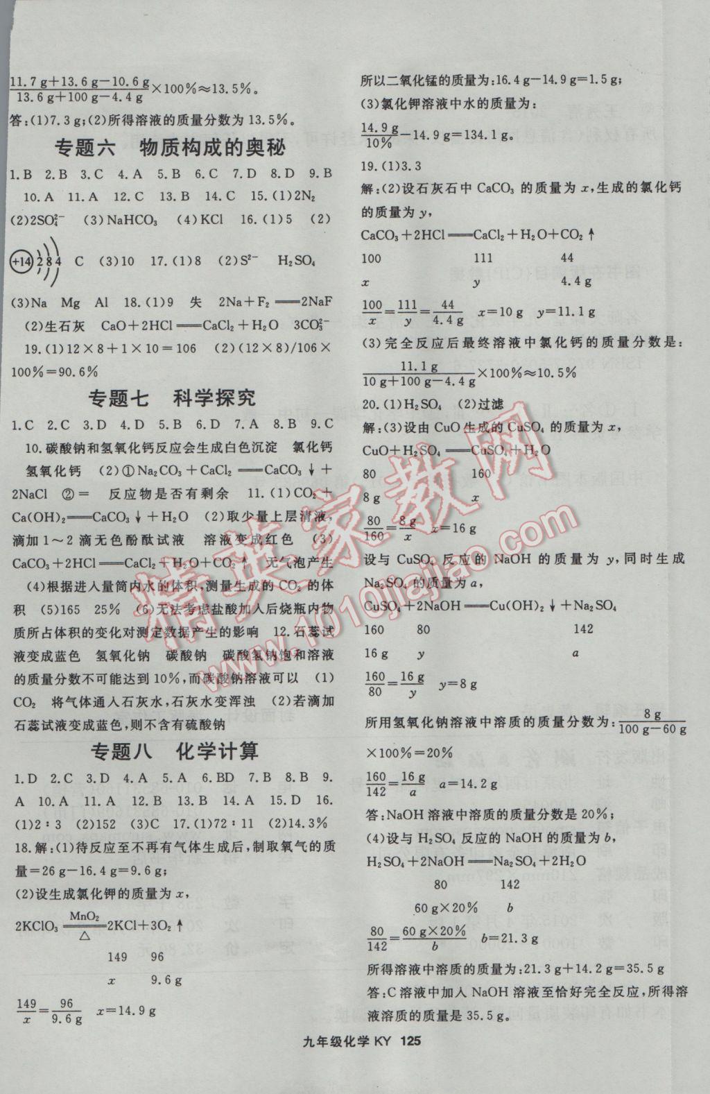 2017年名師大課堂九年級(jí)化學(xué)下冊(cè)科粵版 參考答案第9頁