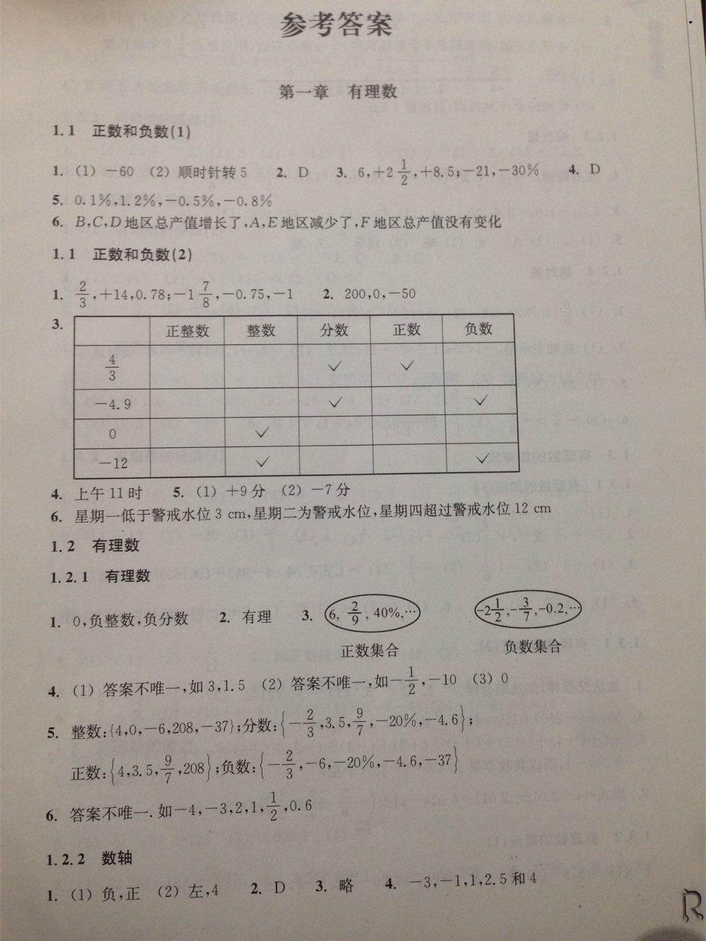 2016年作业本七年级数学上册人教版浙江教育出版社 第13页