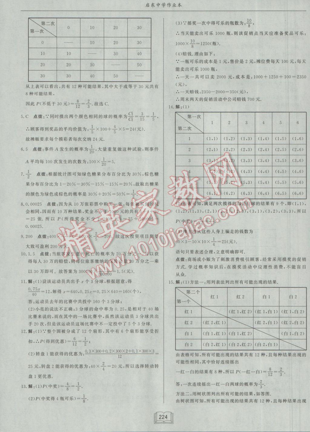 2017年啟東中學(xué)作業(yè)本九年級(jí)數(shù)學(xué)下冊(cè)江蘇版 參考答案第48頁(yè)