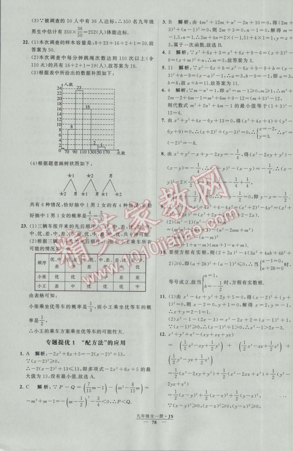 2017年经纶学典学霸九年级数学江苏版 参考答案第78页