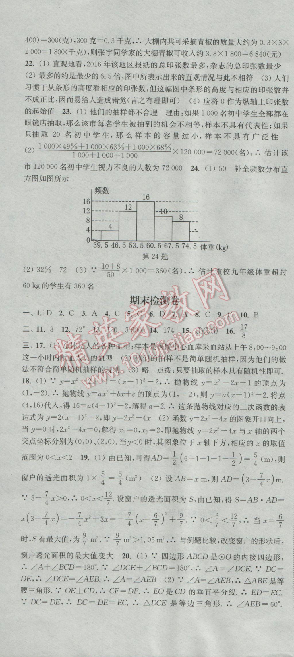 2017年通城學(xué)典活頁檢測九年級數(shù)學(xué)下冊華師大版 參考答案第22頁