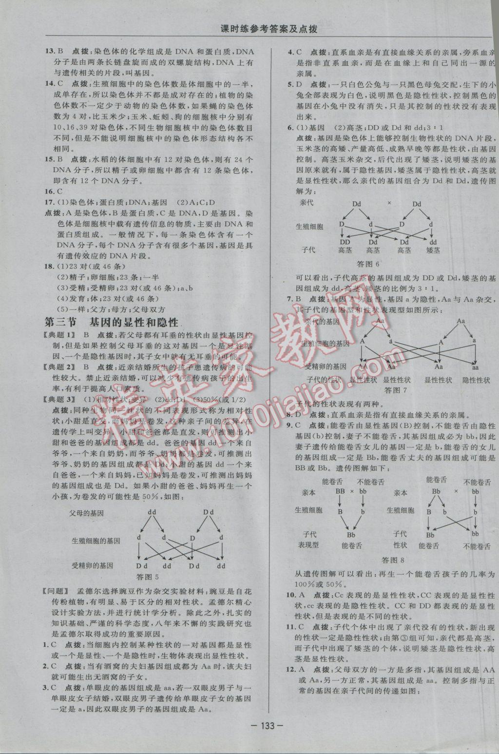 2017年點(diǎn)撥訓(xùn)練八年級生物下冊人教版 參考答案第15頁