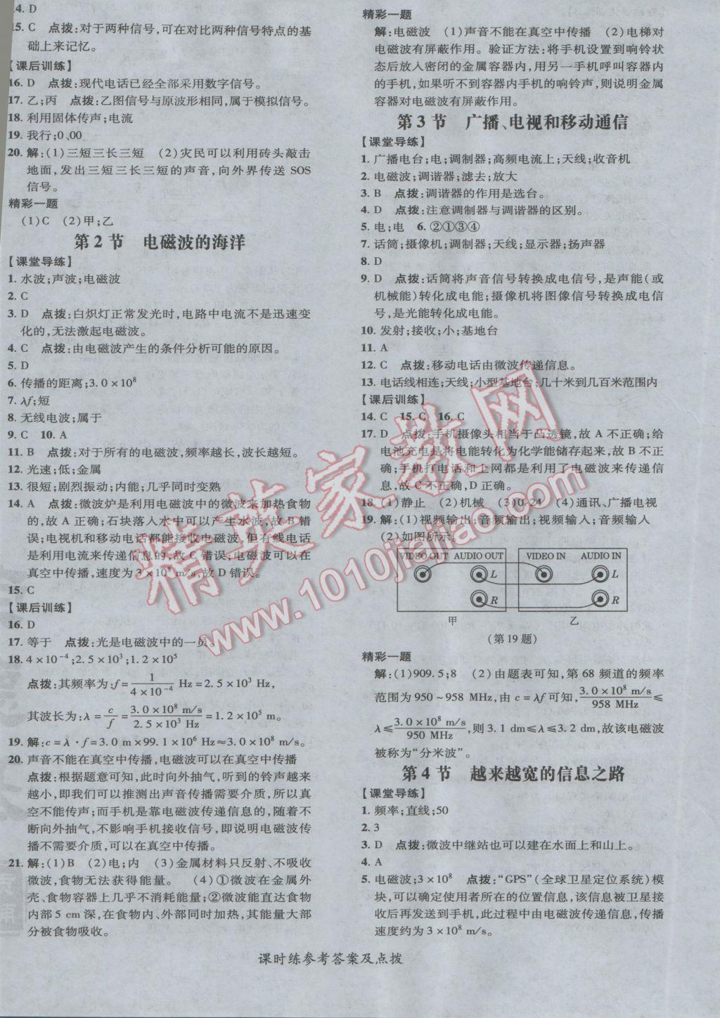 2017年點(diǎn)撥訓(xùn)練九年級(jí)物理下冊(cè)人教版 參考答案第24頁