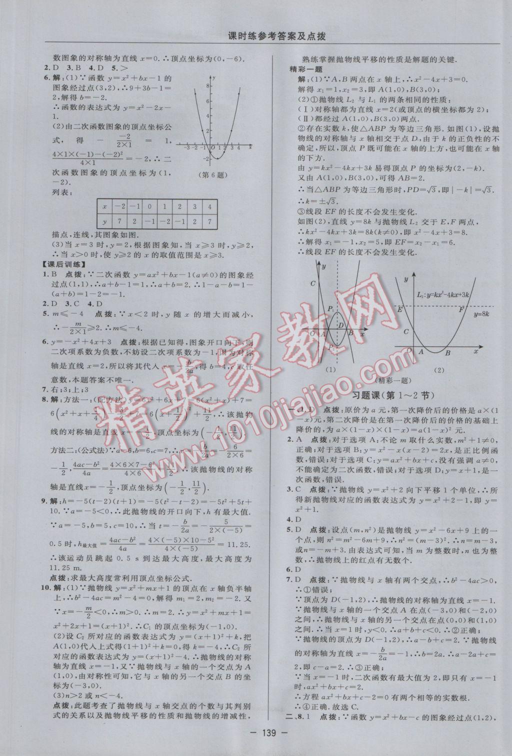 2017年點(diǎn)撥訓(xùn)練九年級(jí)數(shù)學(xué)下冊(cè)北師大版 參考答案第21頁(yè)