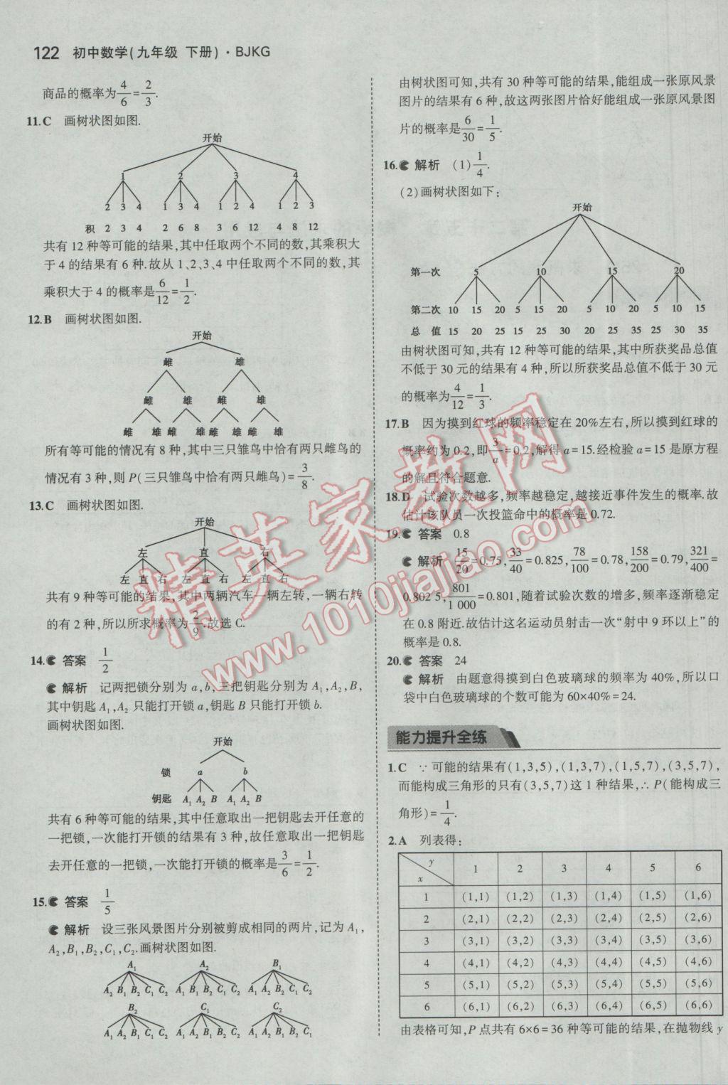 2017年5年中考3年模拟初中数学九年级下册北京课改版 参考答案第28页