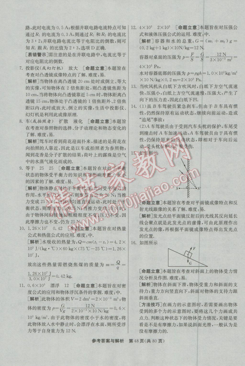 2017年春雨教育考必勝貴州省中考試卷精選物理 參考答案第48頁