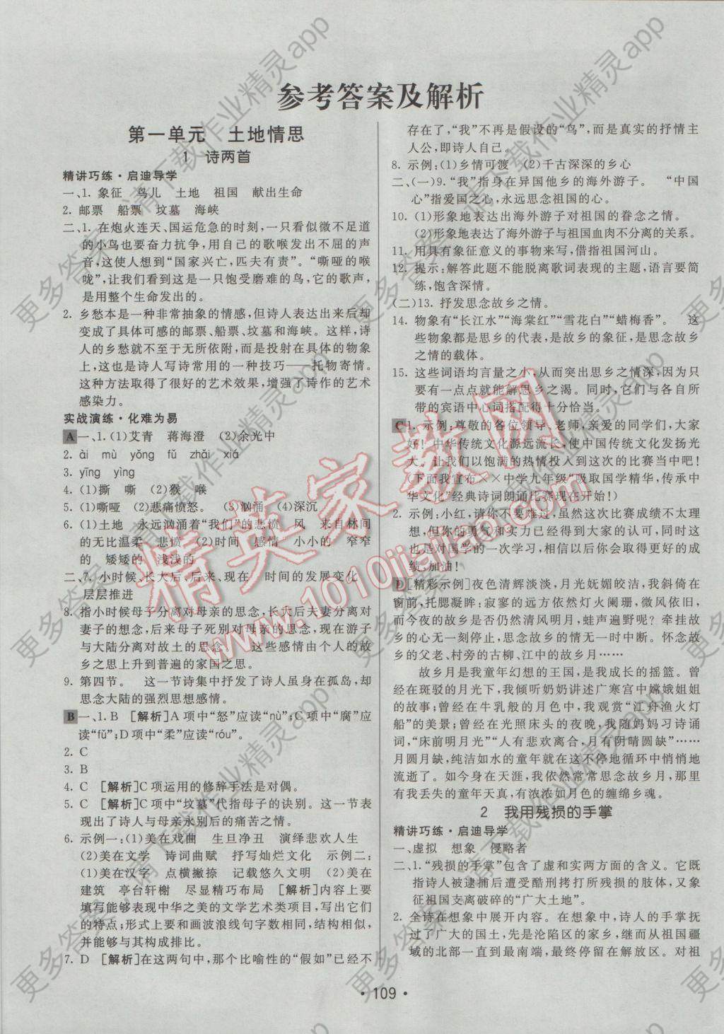 2017年同行学案学练测九年级语文下册人教版