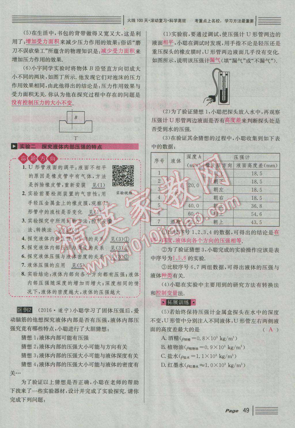 2017年南充火線100天中考滾動(dòng)復(fù)習(xí)法物理 紅版講模塊四參考答案第155頁