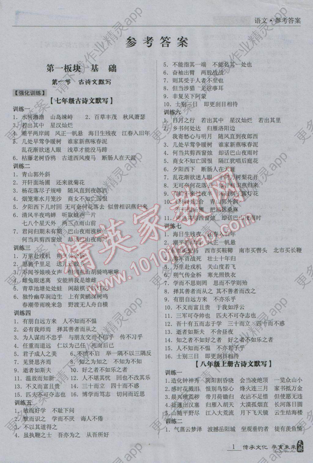 2017年中考宝典语文广东专用版答案