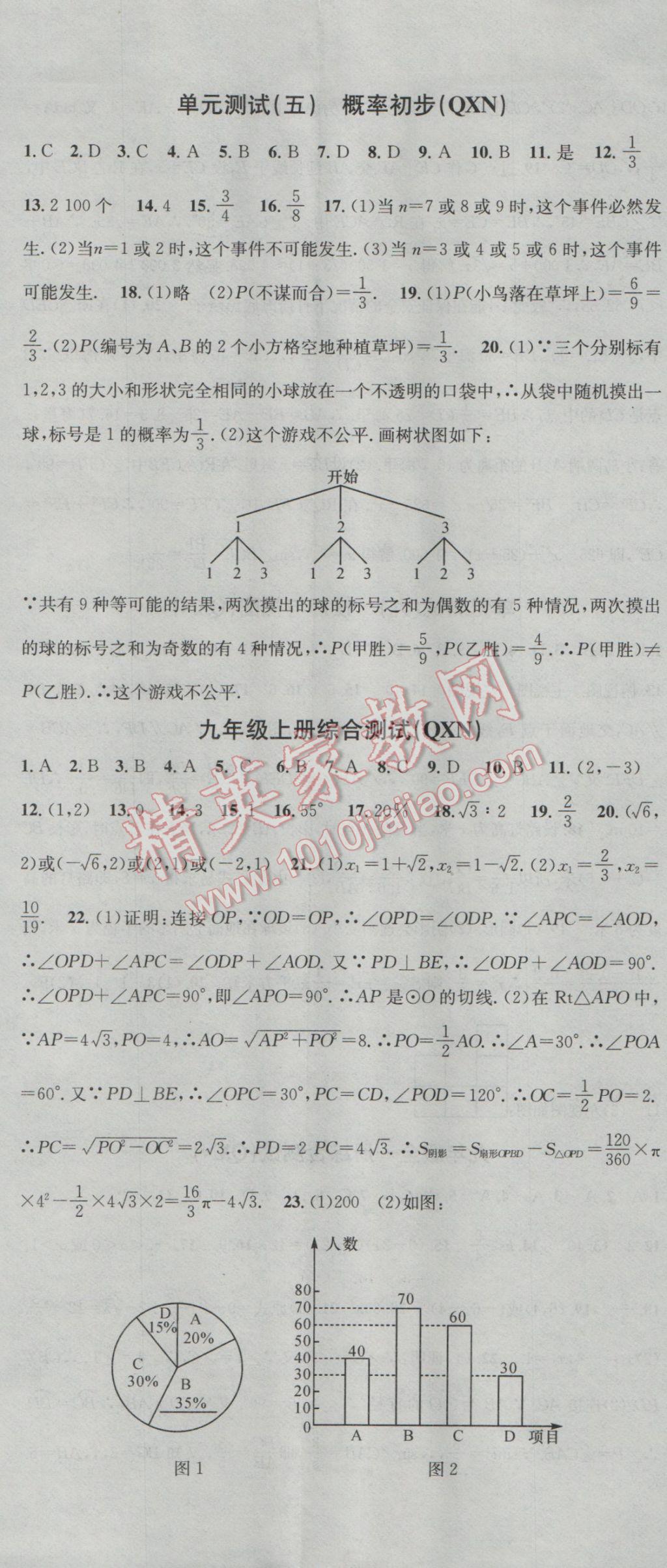 2016年名校課堂滾動學習法九年級數(shù)學全一冊人教版黔西南專版 參考答案第14頁