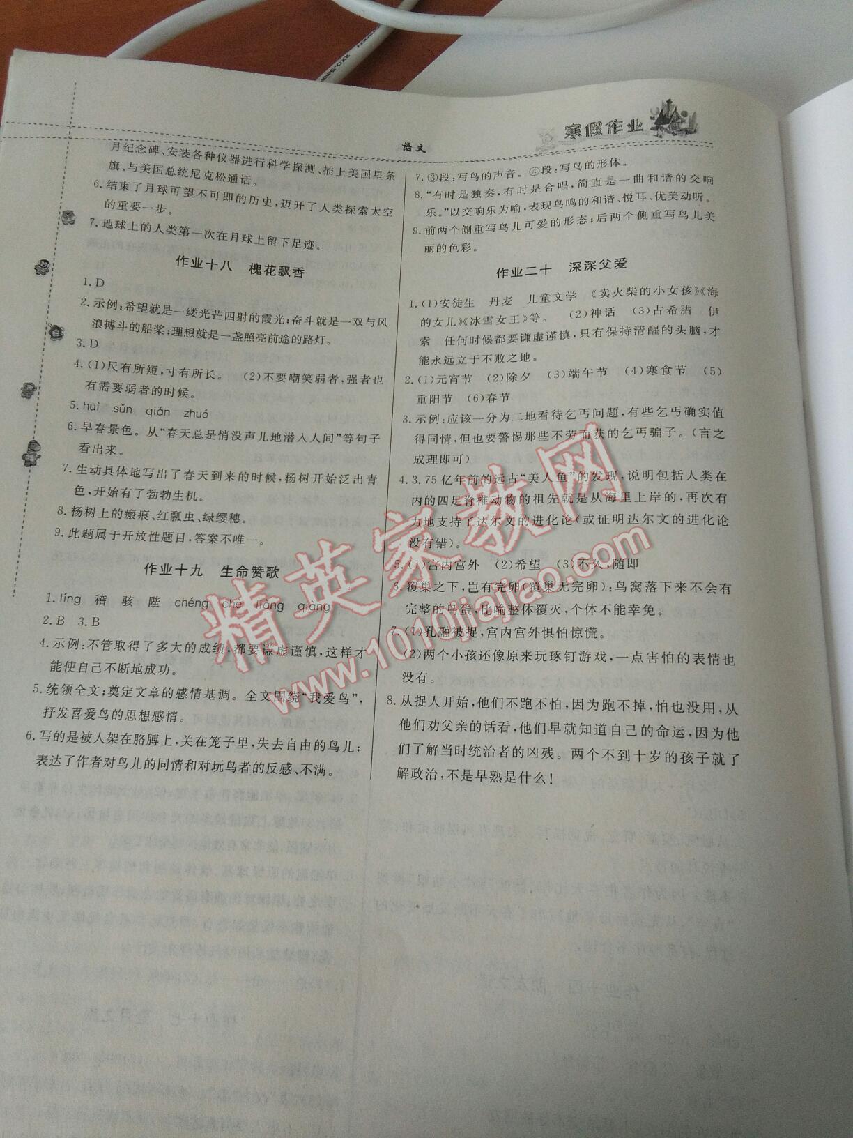 2017年寒假作业七年级语文内蒙古人民出版社 第35页