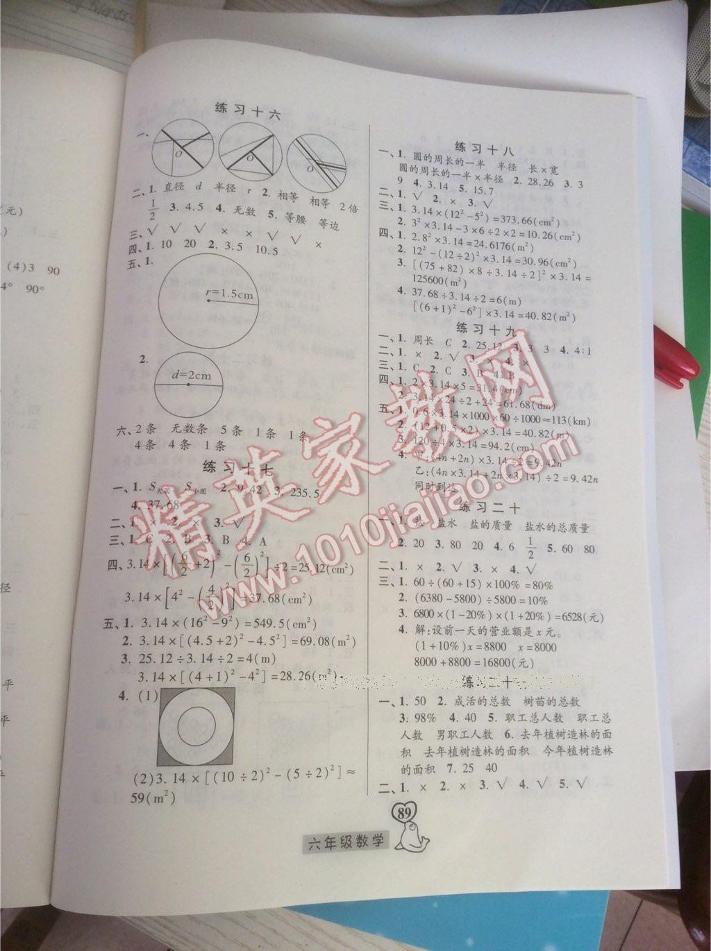 2017年一路领先寒假作业六年级数学人教版河北美术出版社 第5页