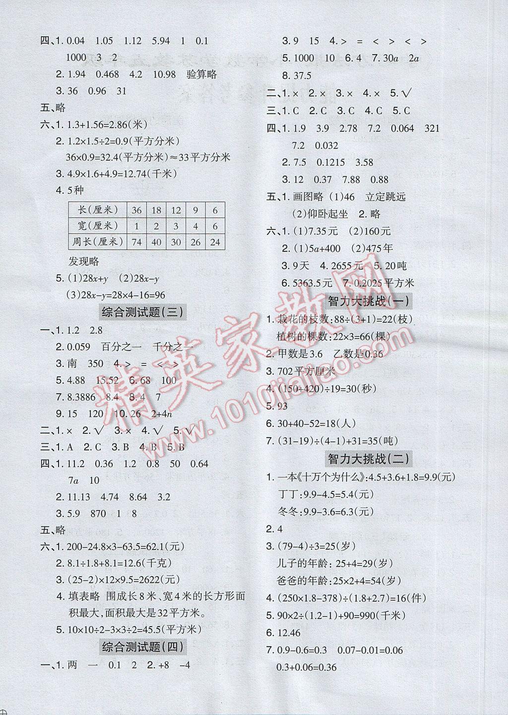 2017年学习方法报五年级数学苏教版 参考答案第2页