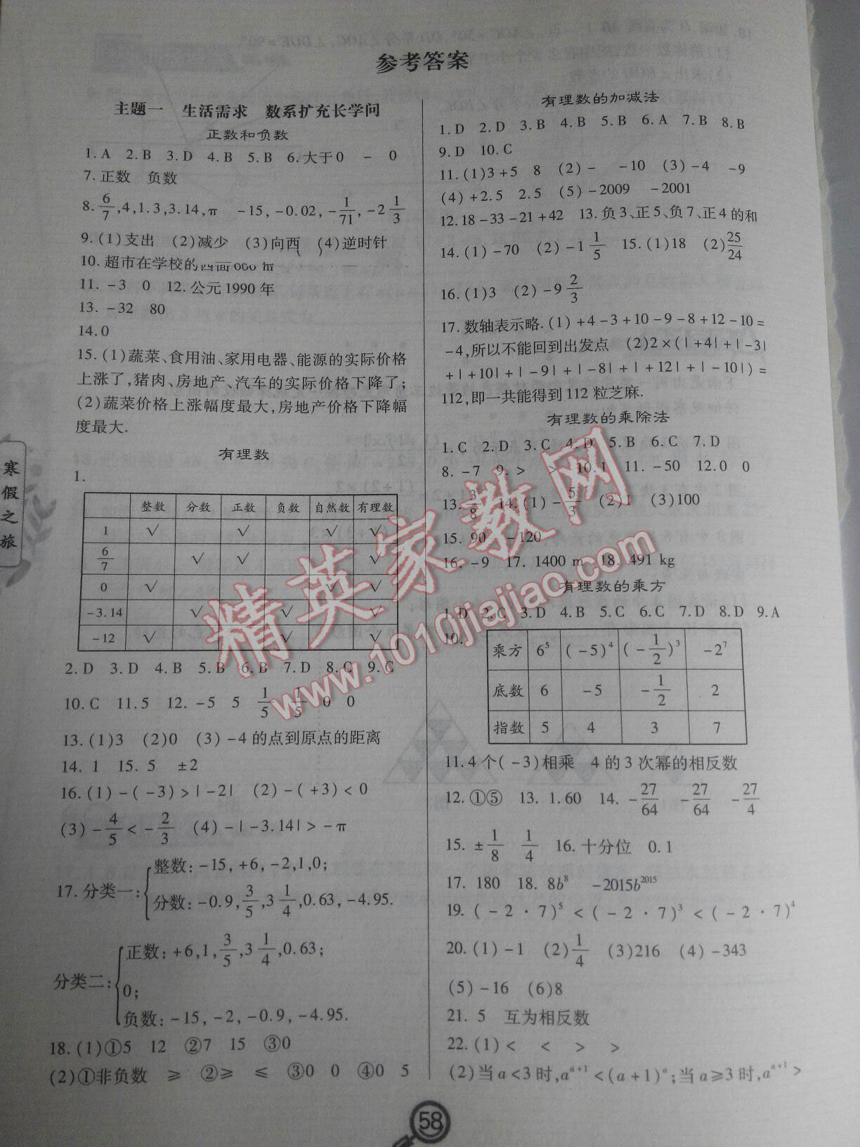 2017年Happy寒假作业快乐寒假七年级数学 第4页