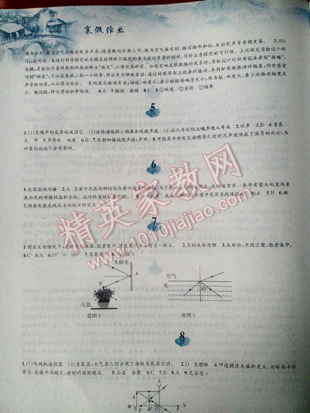 2017年寒假作业八年级物理沪粤版黄山书社 第10页