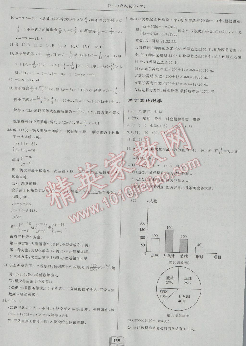 2017年啟東中學作業(yè)本七年級數學下冊人教版 參考答案第21頁