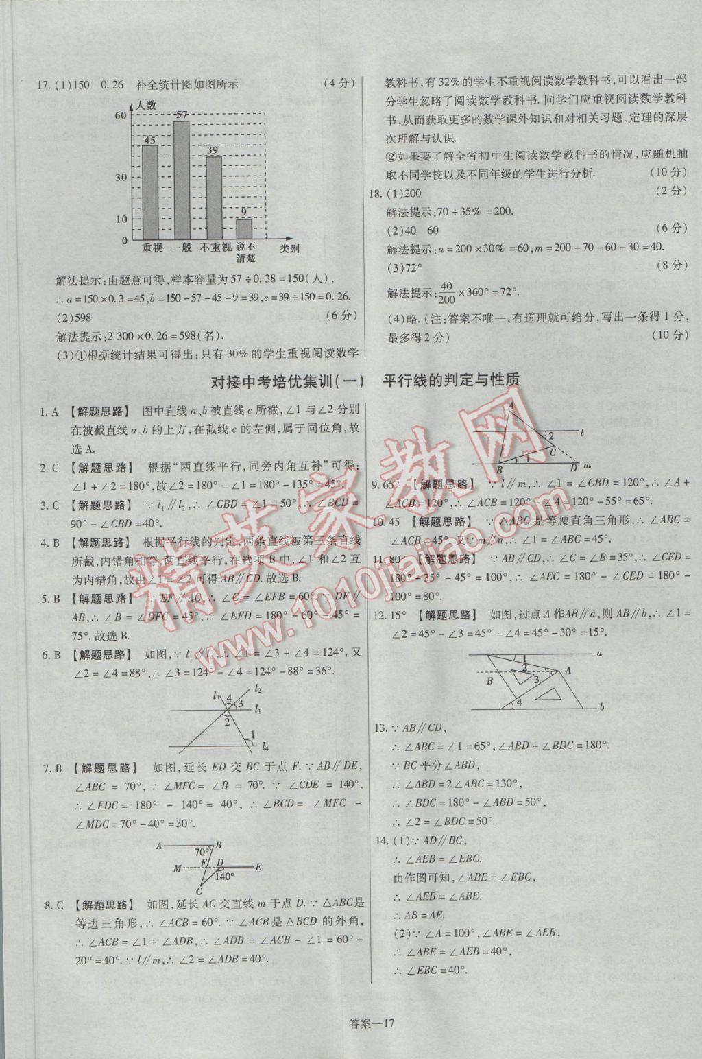 2017年金考卷活頁題選七年級數(shù)學(xué)下冊人教版 參考答案第17頁