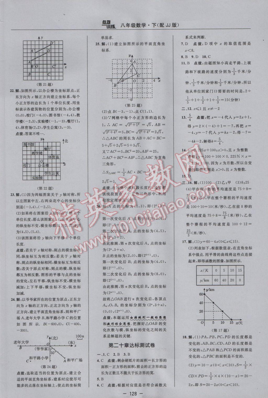 2017年點撥訓(xùn)練八年級數(shù)學(xué)下冊冀教版 參考答案第2頁