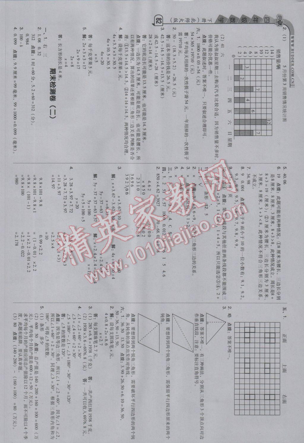 2017年綜合應(yīng)用創(chuàng)新題典中點四年級數(shù)學(xué)下冊北師大版 參考答案第16頁