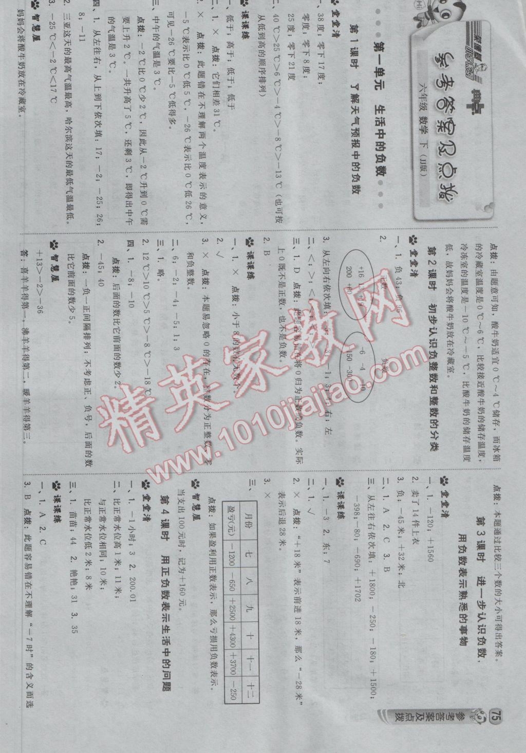 2017年綜合應(yīng)用創(chuàng)新題典中點(diǎn)六年級(jí)數(shù)學(xué)下冊(cè)冀教版 參考答案第1頁(yè)