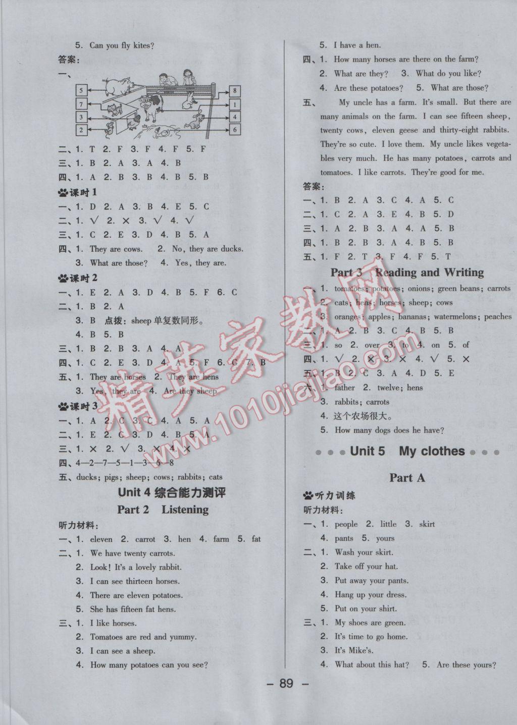 2017年綜合應(yīng)用創(chuàng)新題典中點四年級英語下冊人教PEP版三起 參考答案第9頁