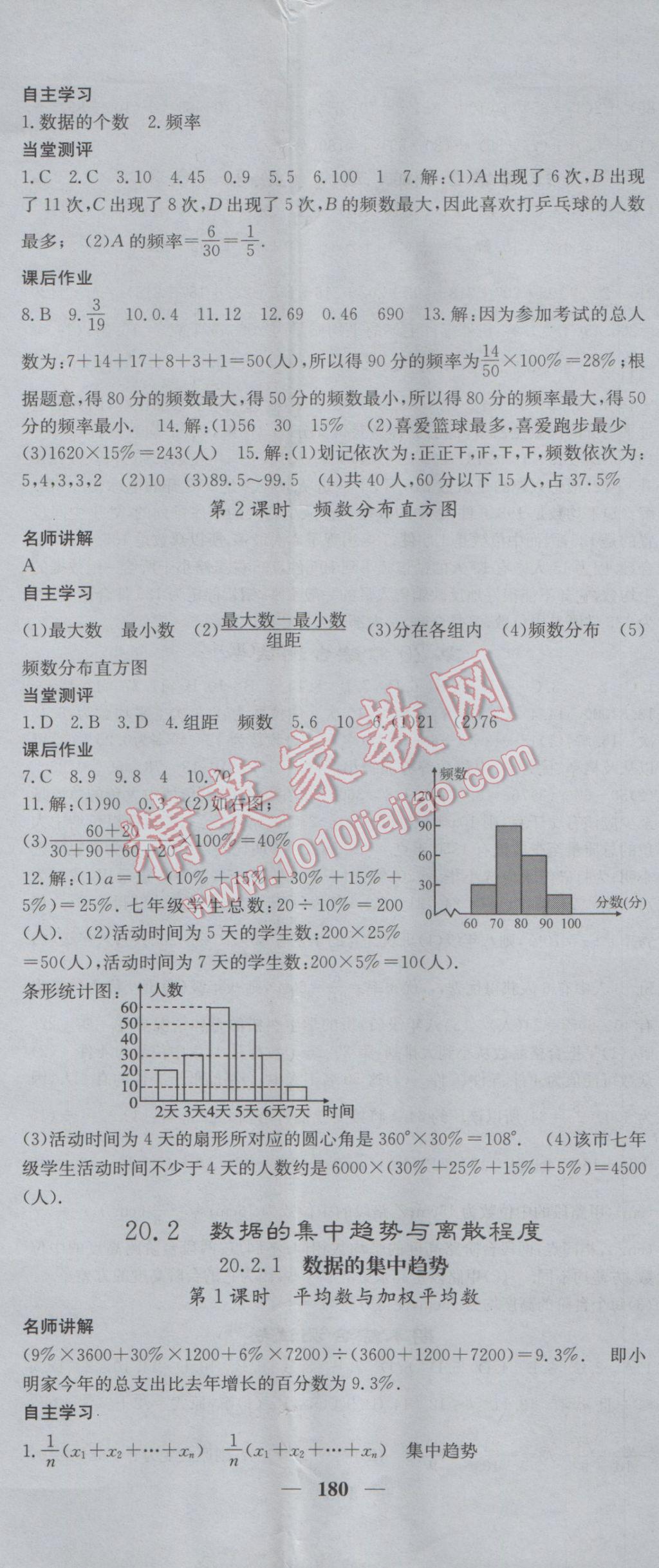 2017年課堂點睛八年級數(shù)學下冊滬科版 參考答案第32頁