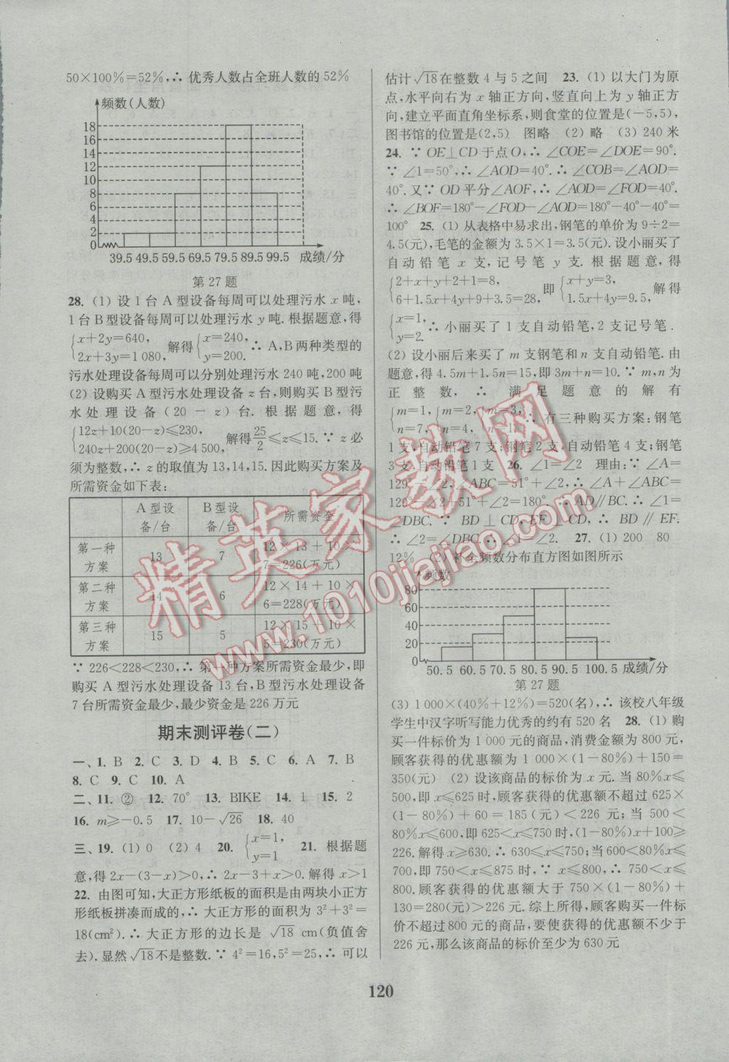 2017年通城學典初中全程測評卷七年級數(shù)學下冊人教版 參考答案第12頁