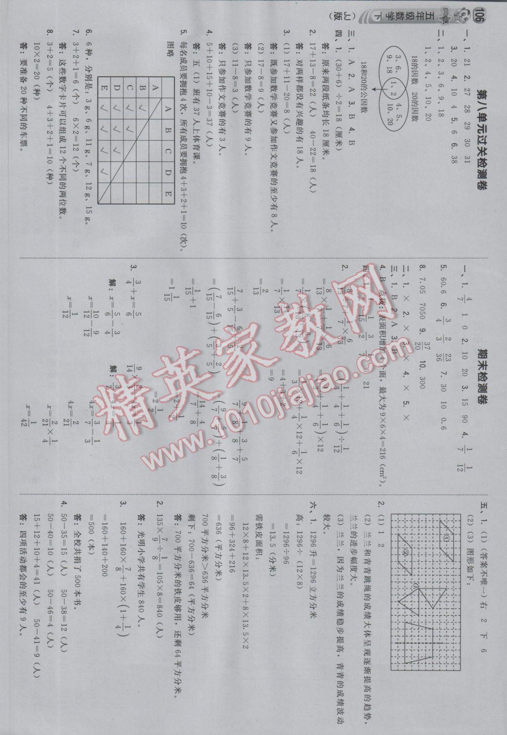 2017年綜合應(yīng)用創(chuàng)新題典中點(diǎn)五年級數(shù)學(xué)下冊冀教版 參考答案第24頁