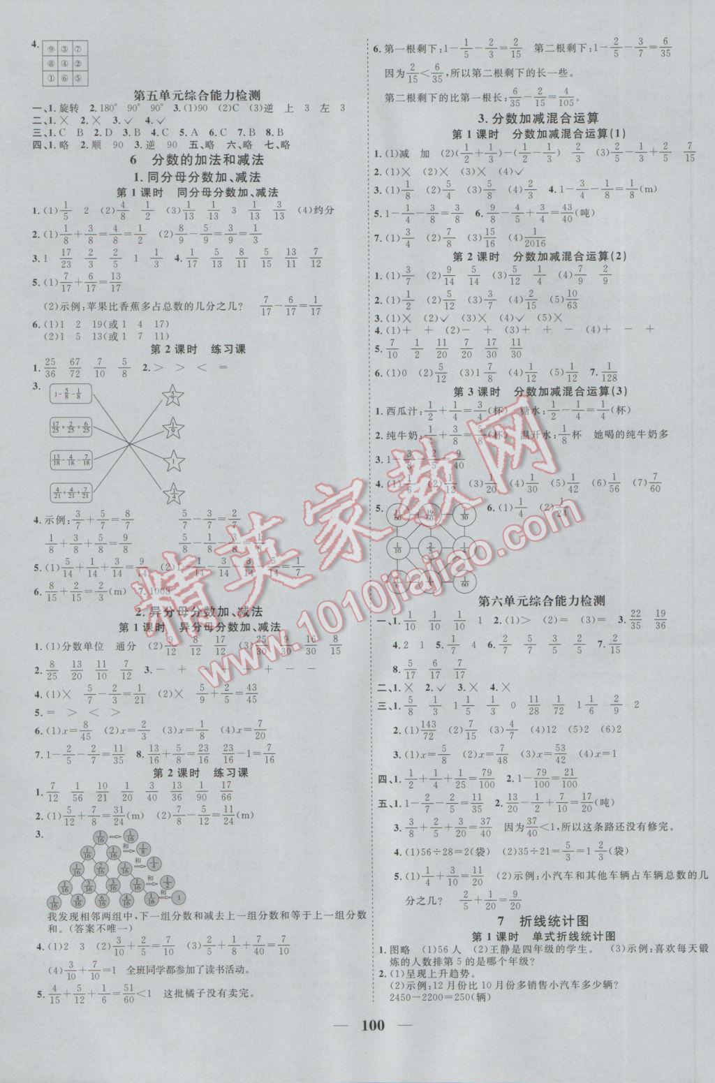 2017年阳光课堂课时优化作业五年级数学下册人教版 参考答案第6页