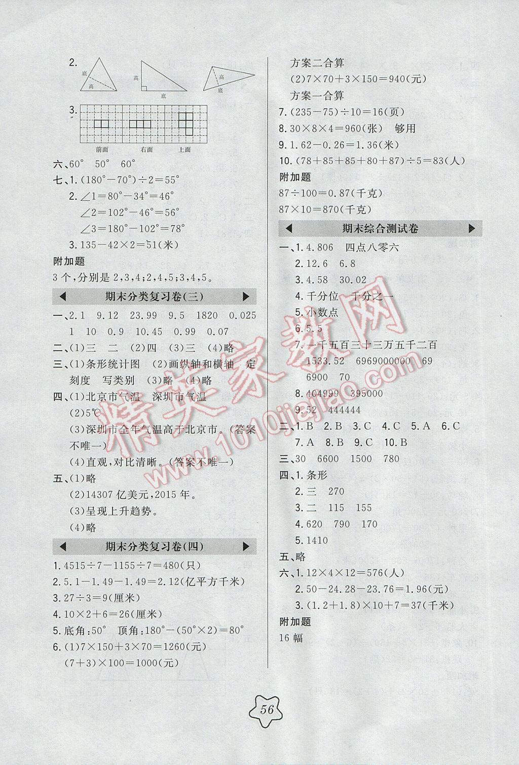 2017年北大綠卡四年級數(shù)學(xué)下冊人教版 參考答案第11頁