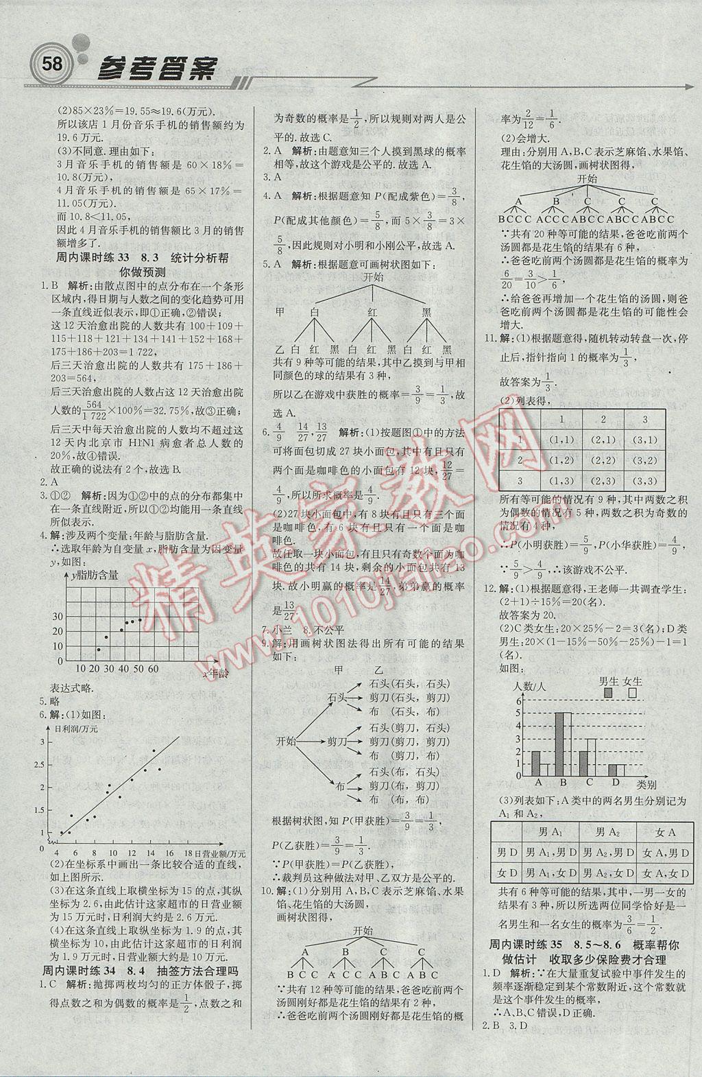 2017年輕巧奪冠周測月考直通中考九年級數(shù)學(xué)下冊蘇科版 參考答案第10頁