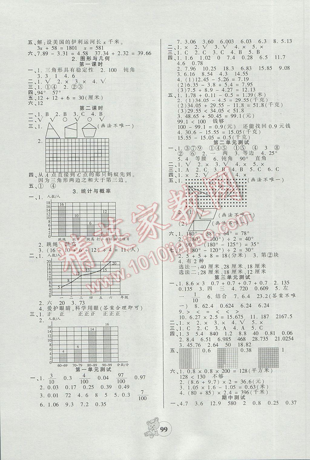 2017年创维新课堂四年级数学下册北师大版 参考答案第7页