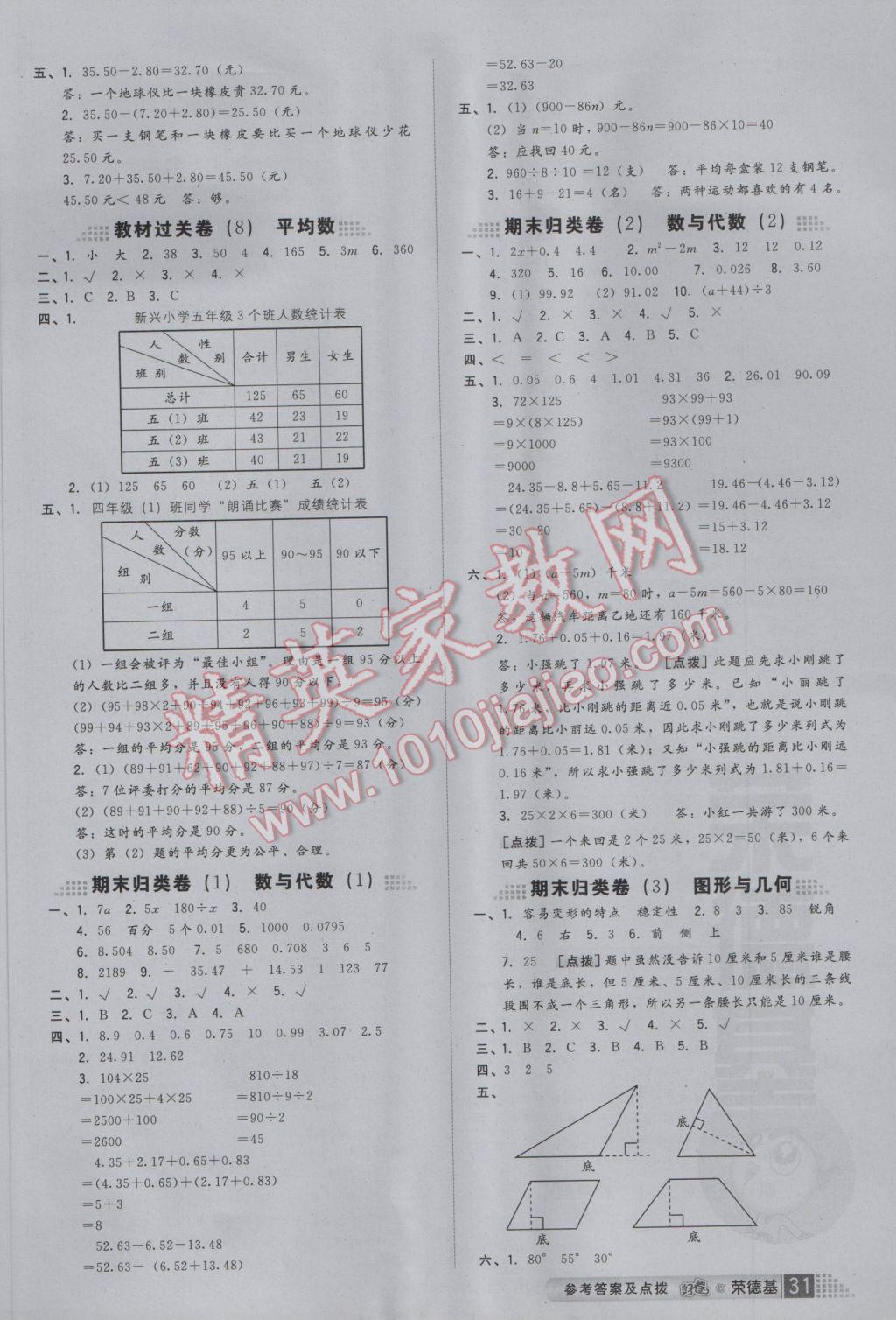 2017年好卷四年級數(shù)學(xué)下冊青島版 參考答案第3頁