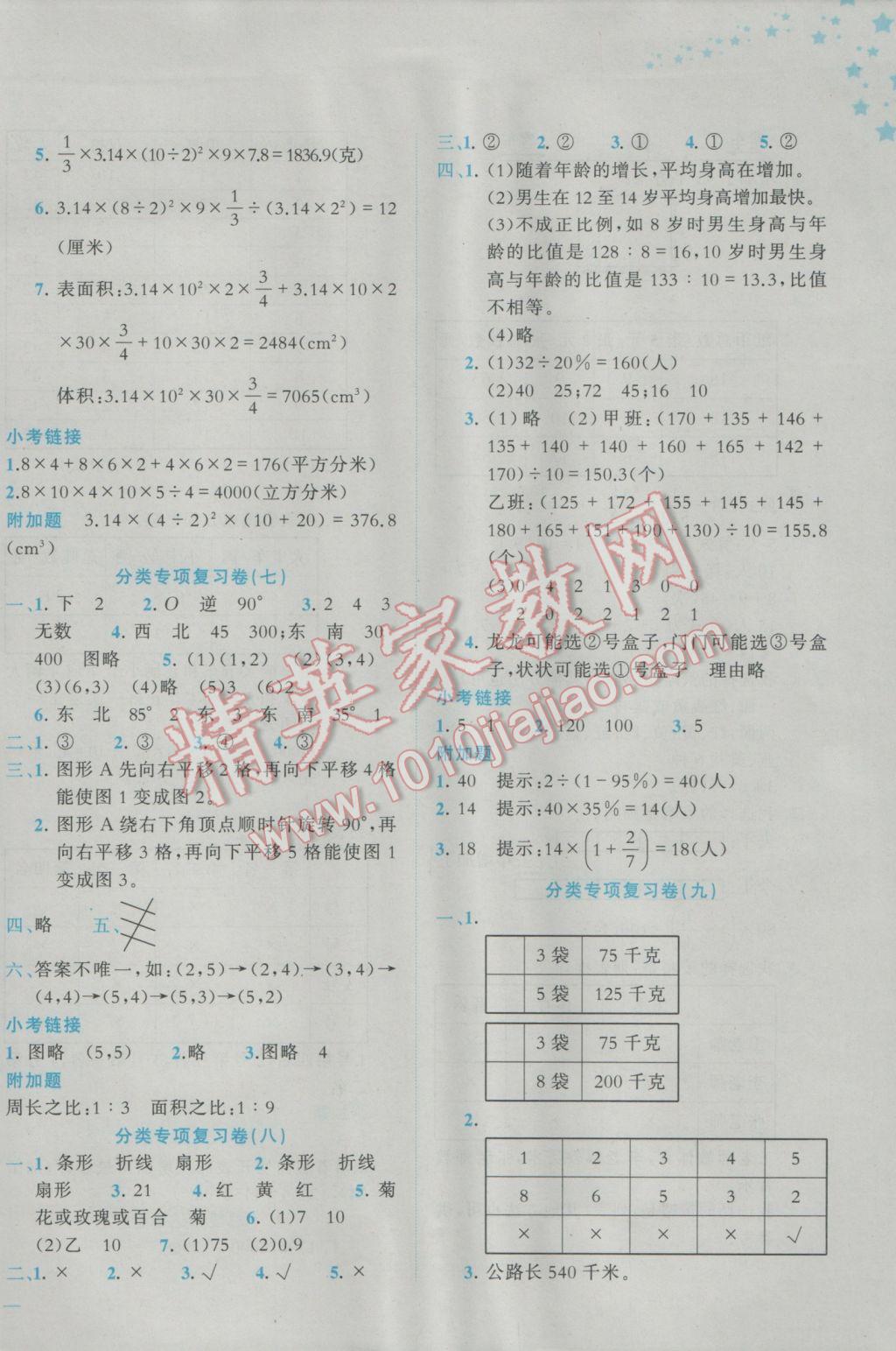 2017年黃岡小狀元達(dá)標(biāo)卷六年級(jí)數(shù)學(xué)下冊(cè)北師大版廣東專版 參考答案第6頁(yè)