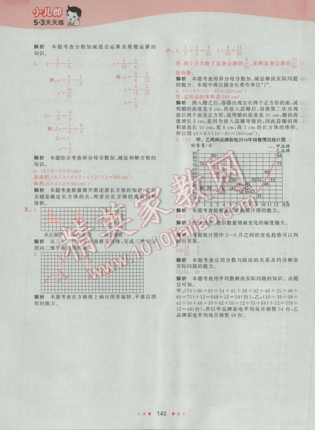 2017年53天天練小學(xué)數(shù)學(xué)五年級(jí)下冊(cè)人教版 參考答案第48頁(yè)