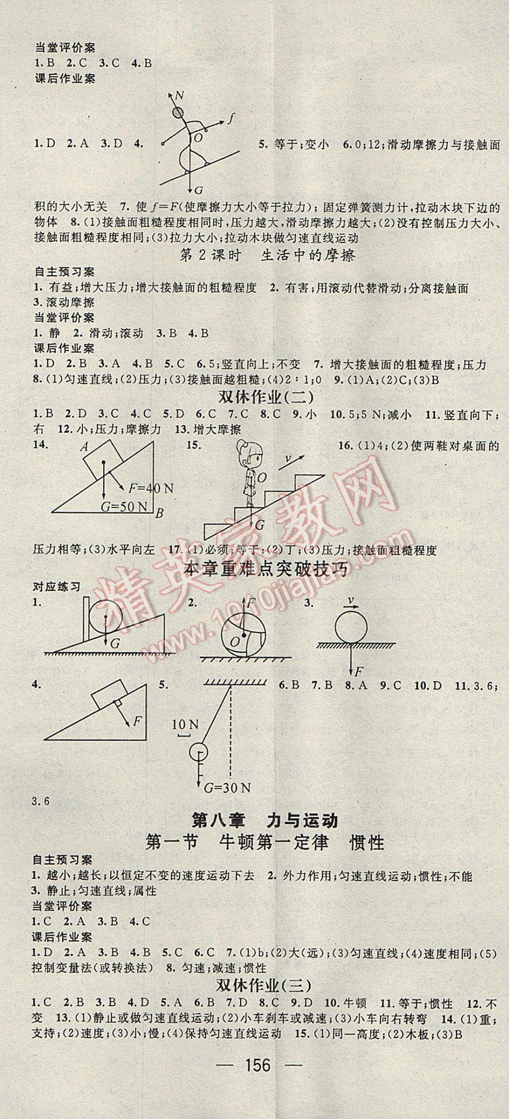 2017年名師測(cè)控八年級(jí)物理下冊(cè)教科版 參考答案第2頁(yè)