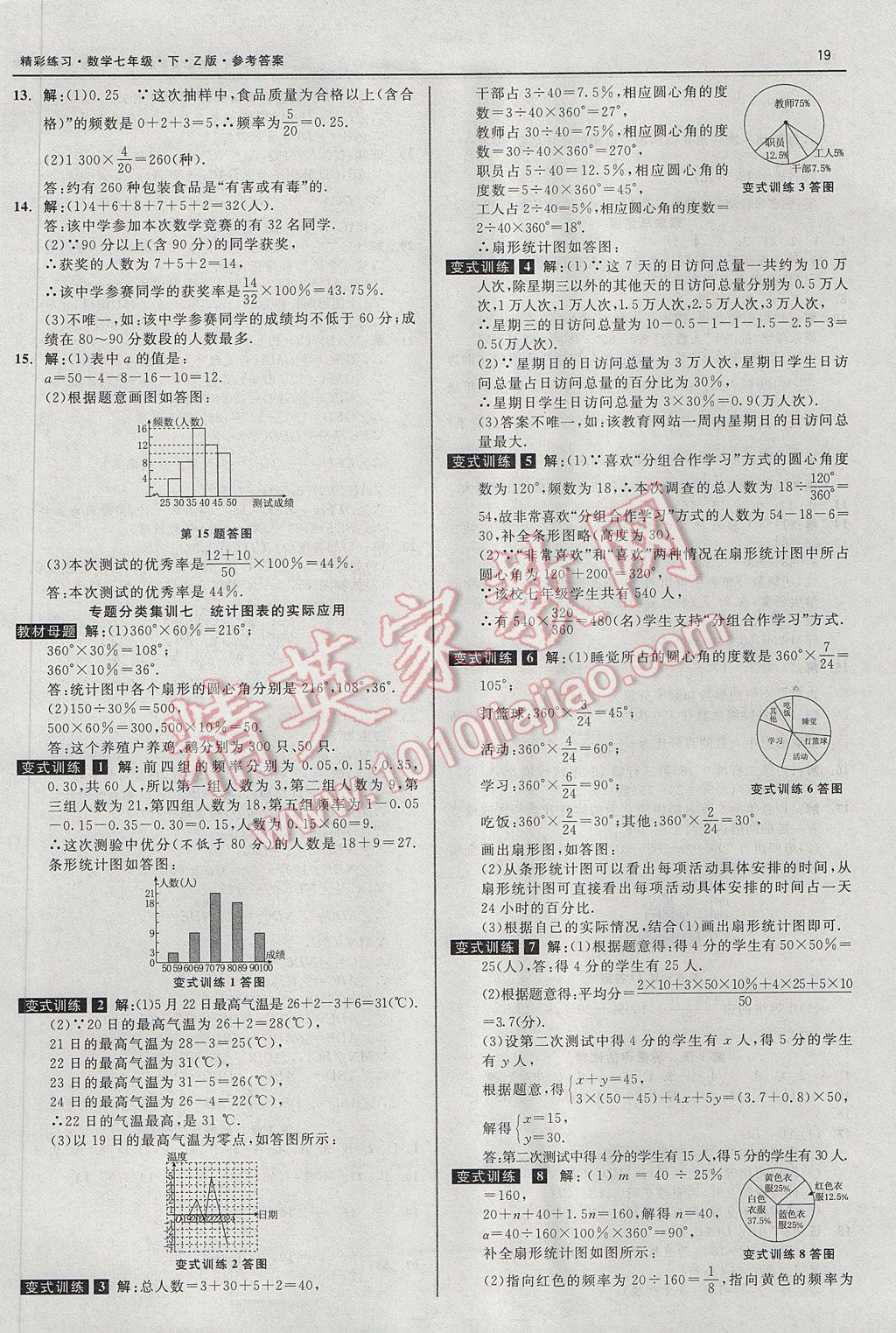 2017年精彩练习就练这一本七年级数学下册浙教版 参考答案第19页