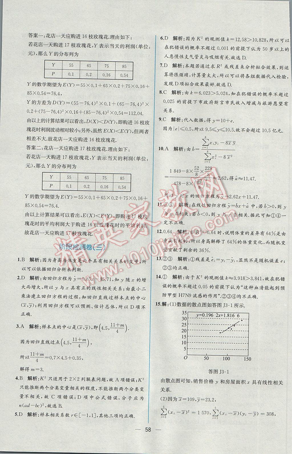 2016年同步导学案课时练数学选修2-3人教A版 课时增效作业答案第56页