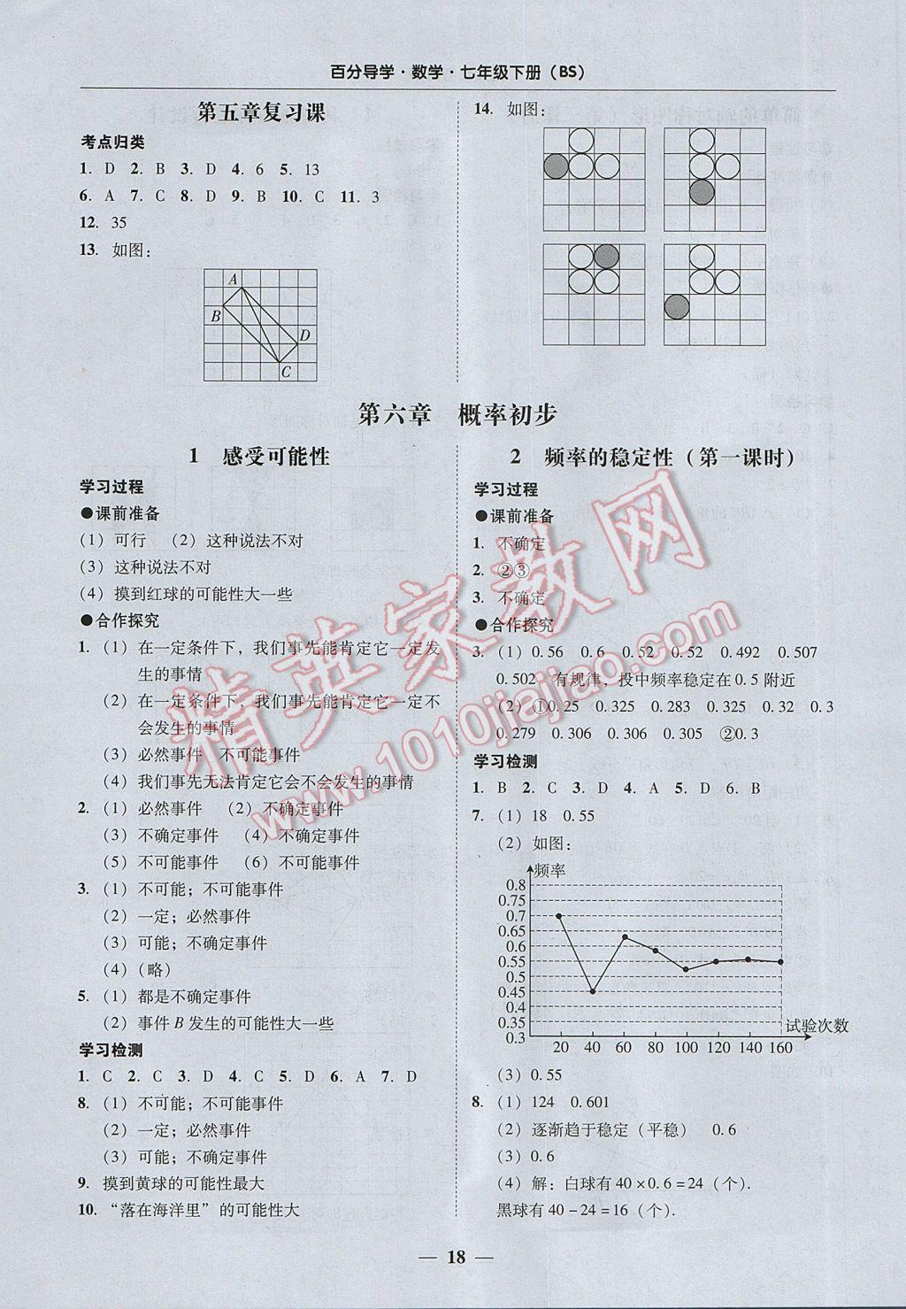 2017年易百分百分導學七年級數(shù)學下冊北師大版 參考答案第18頁