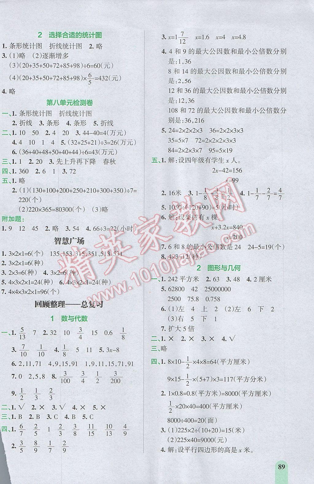 2017年P(guān)ASS教材搭檔四年級數(shù)學(xué)下冊青島版五四制 參考答案第9頁