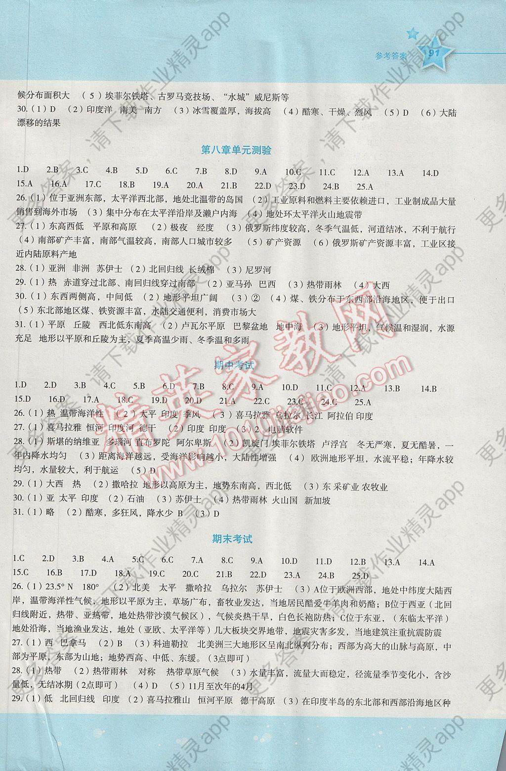 2017年新课标初中地理同步伴你学七年级下册