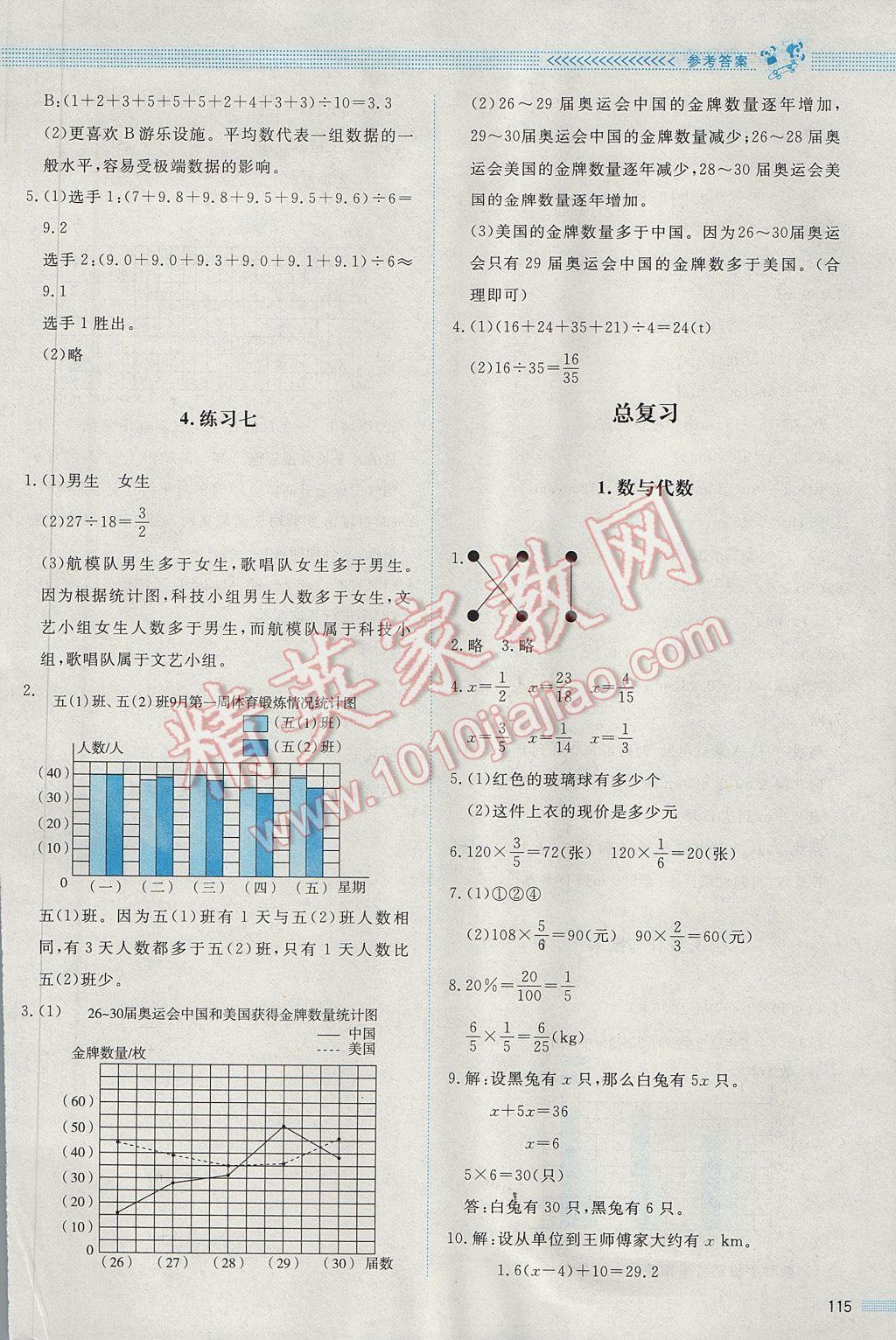 2017年課堂精練五年級(jí)數(shù)學(xué)下冊(cè)北師大版 參考答案第19頁(yè)