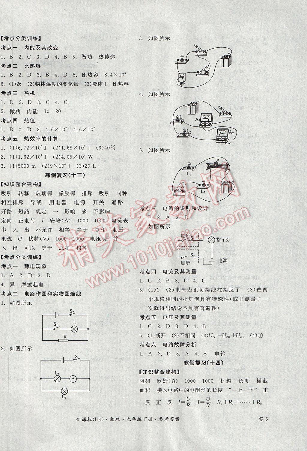 2017年全品學(xué)練考九年級(jí)物理全一冊(cè)下滬科版 參考答案第10頁(yè)