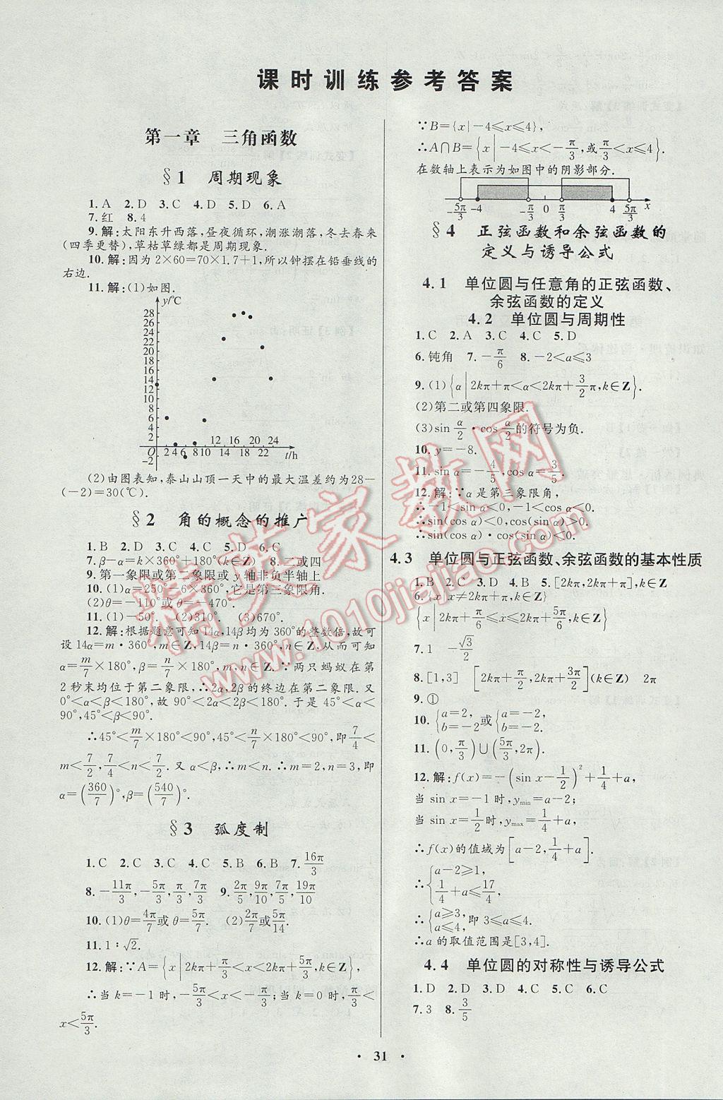 高中同步测控优化设计数学必修4北师大版 参考答案第19页