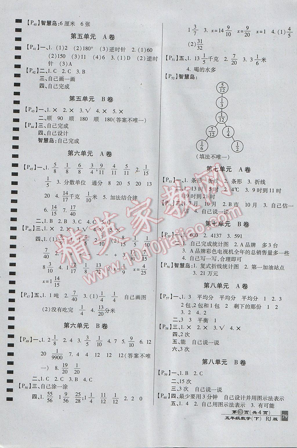 2017年最新AB卷五年級數(shù)學下冊人教版 參考答案第3頁