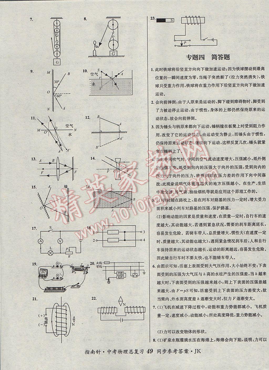 2017年指南針神州中考物理總復(fù)習(xí)教科版 參考答案第7頁