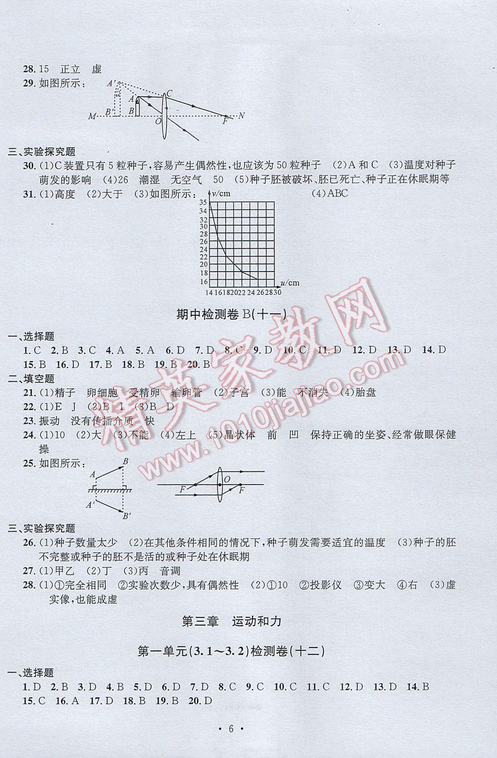 2017年習題E百檢測卷七年級科學下冊理科綜合浙教版 參考答案第6頁