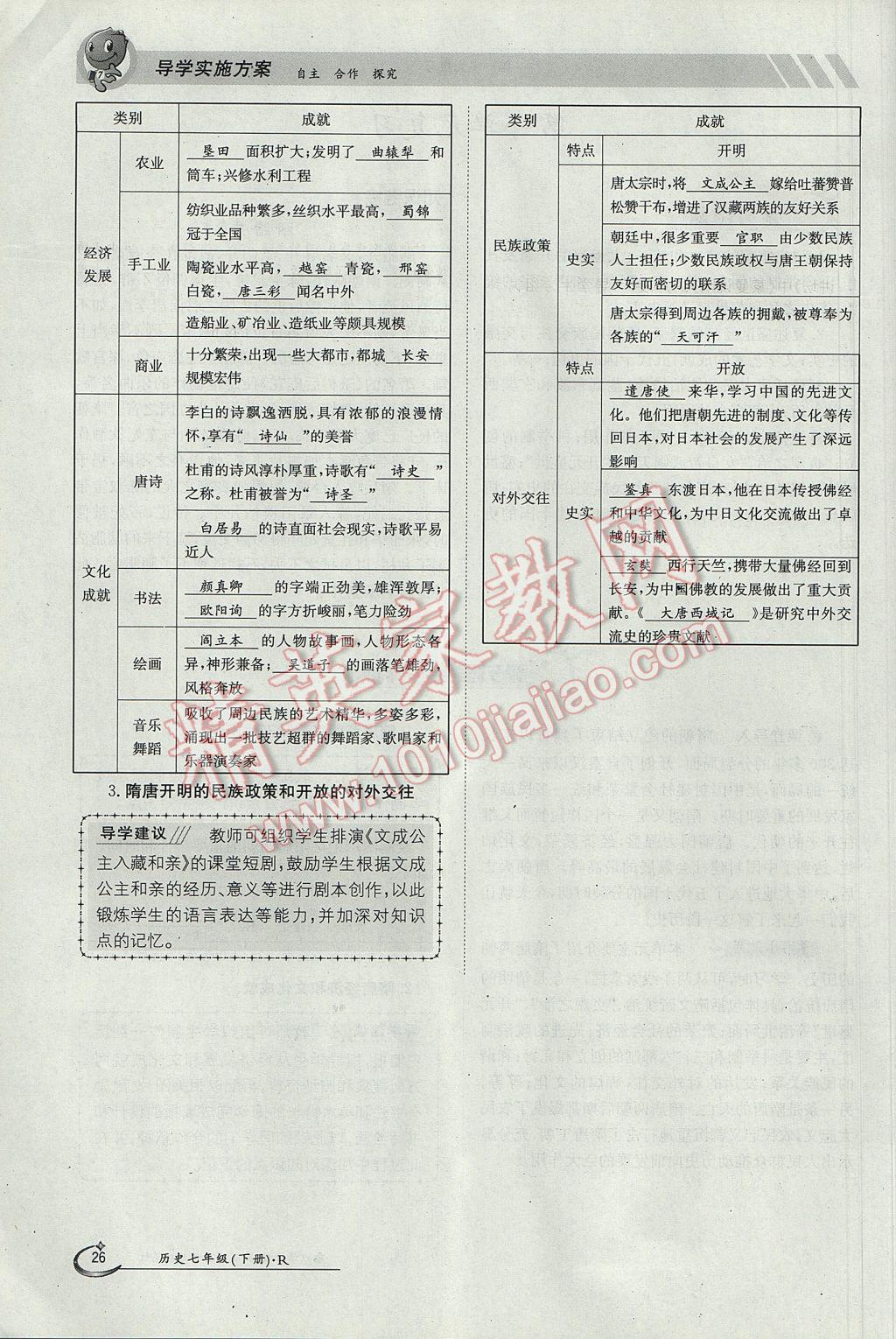 2018年金太陽導(dǎo)學(xué)案七年級歷史上冊 第一單元第26頁