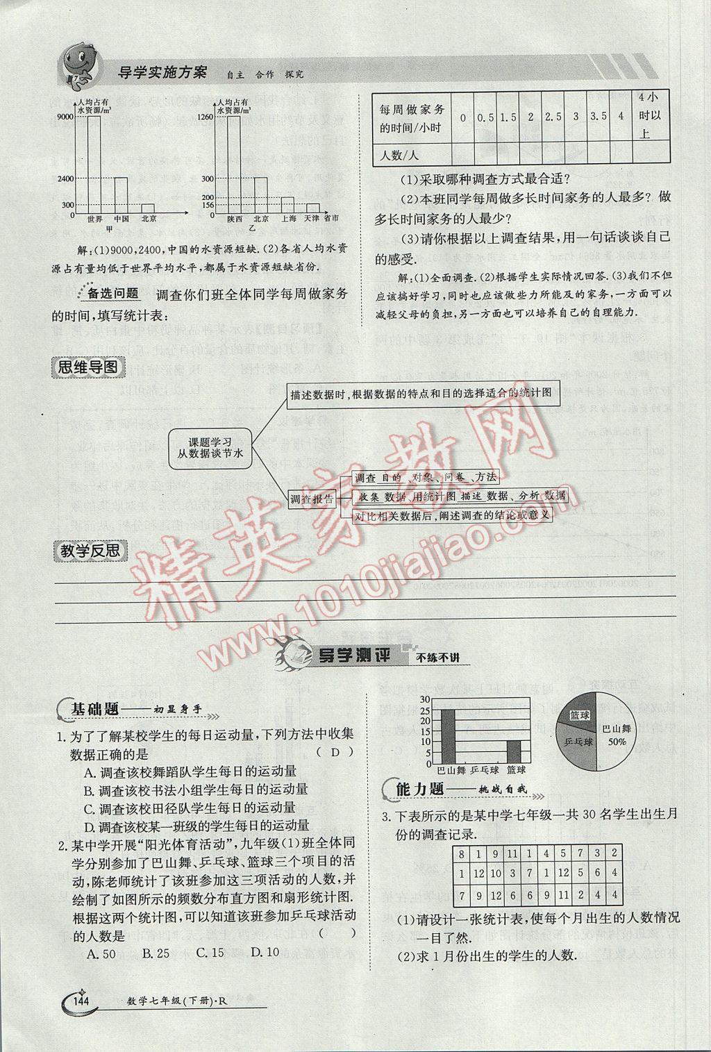 2017年金太陽導(dǎo)學(xué)案七年級數(shù)學(xué)下冊 第十章 數(shù)據(jù)的收集、整理與描述第156頁