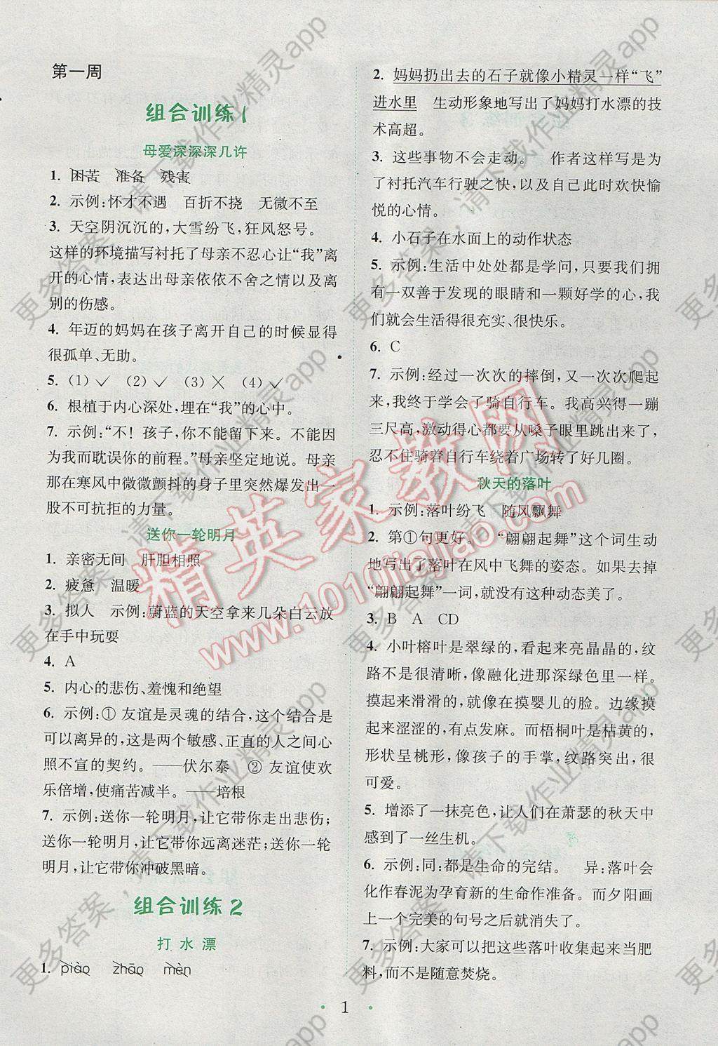 2017年通城学典小学语文阅读与写作组合训练